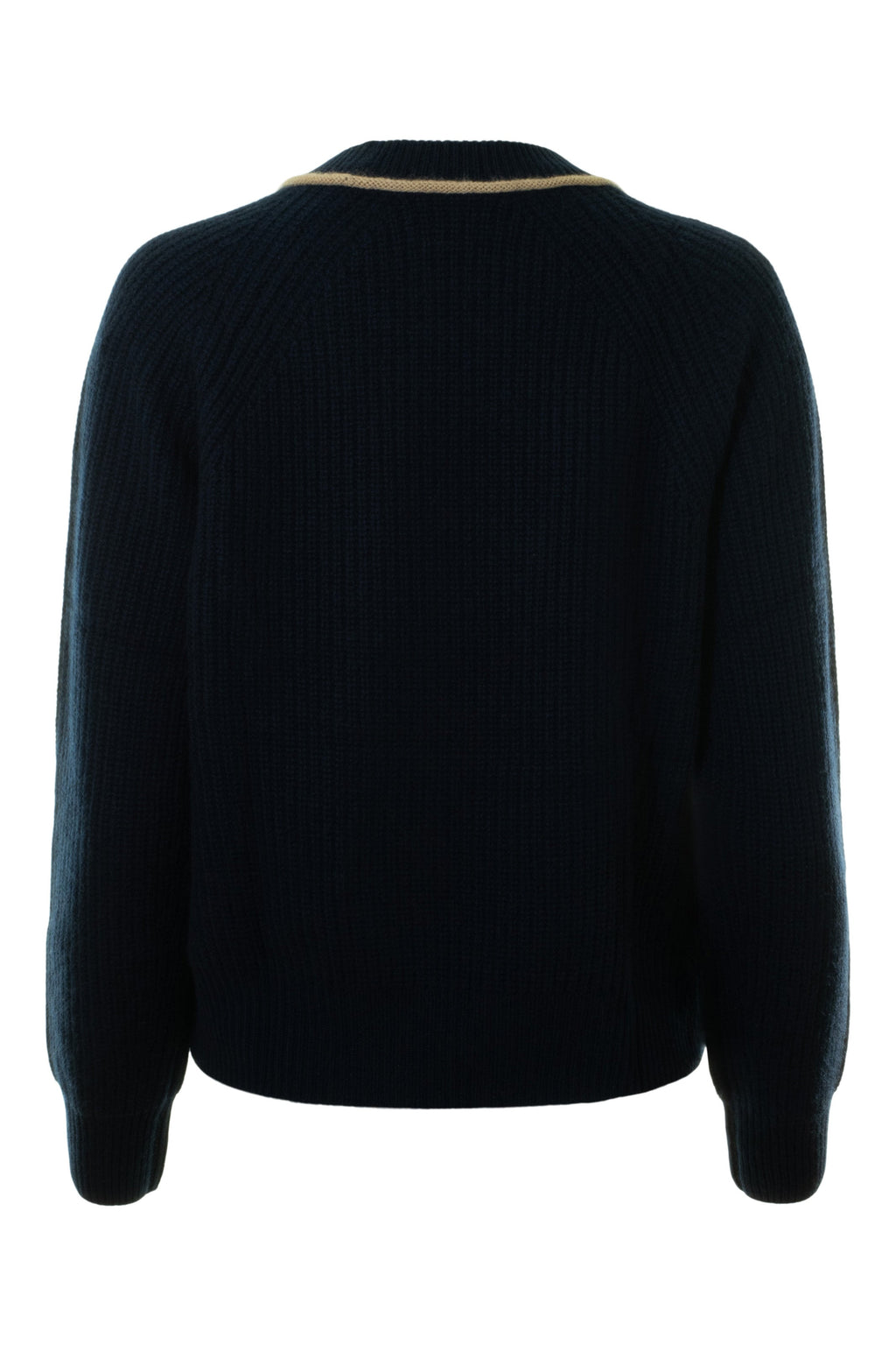 Autumn Cashmere Shaker Crew with Contrast Piping in Navy Combo