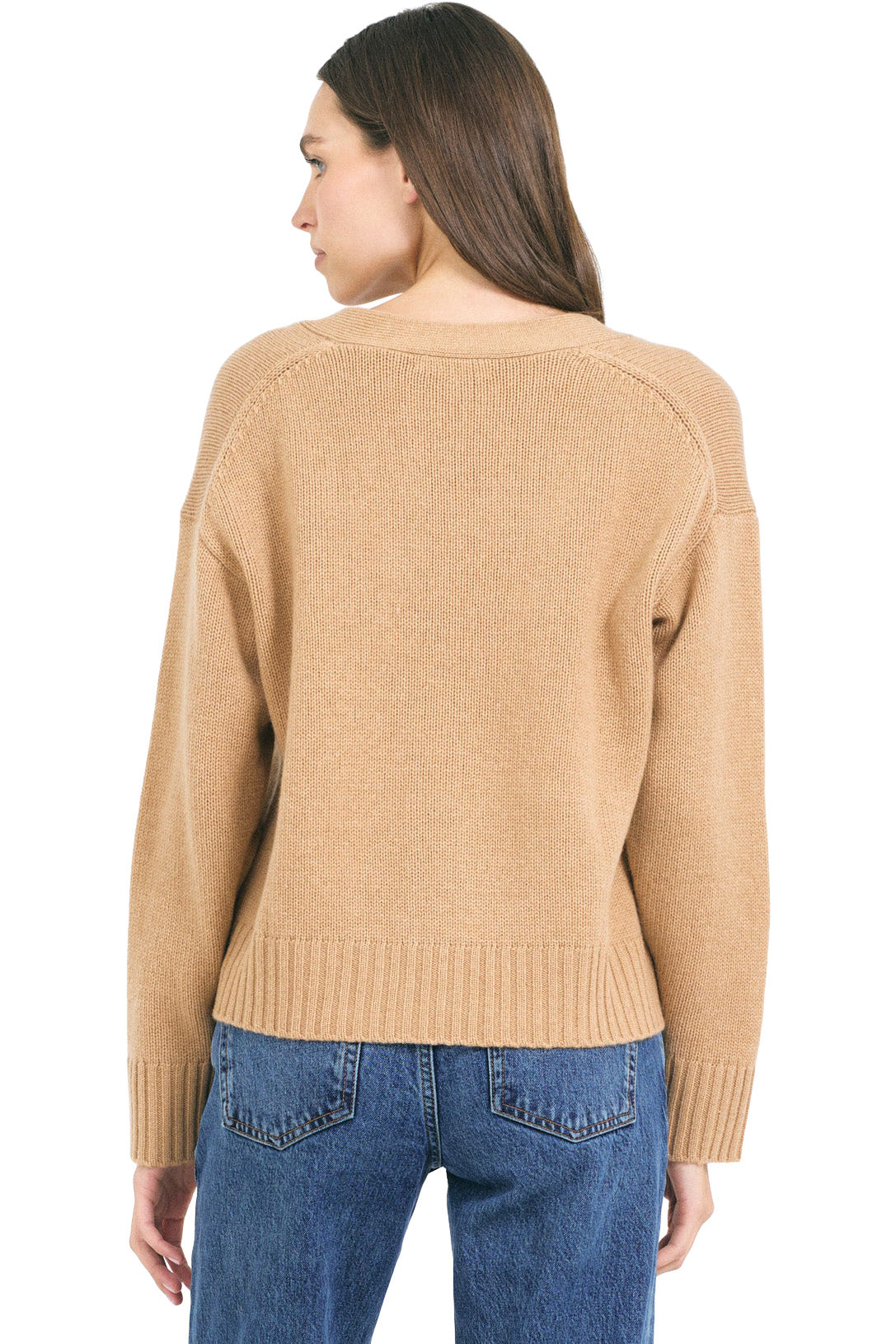 One Grey Day Aster Cashmere Cardigan in Chestnut