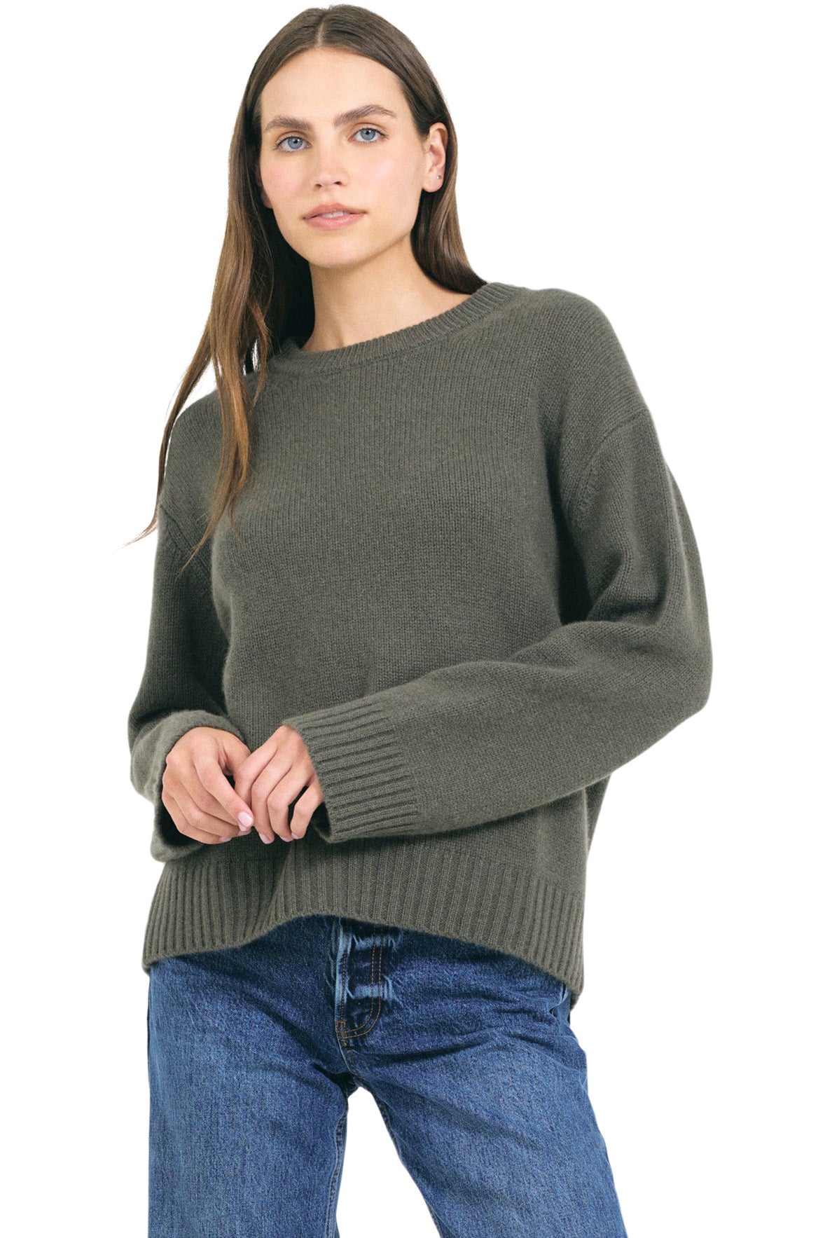One Grey Day Aster Cashmere Pullover in Fig