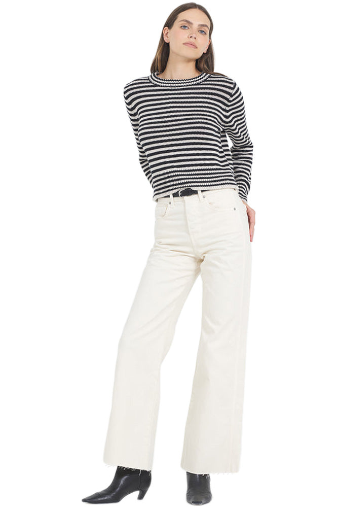 One Grey Day Lewes Crewneck Sweater in Canvas Combo