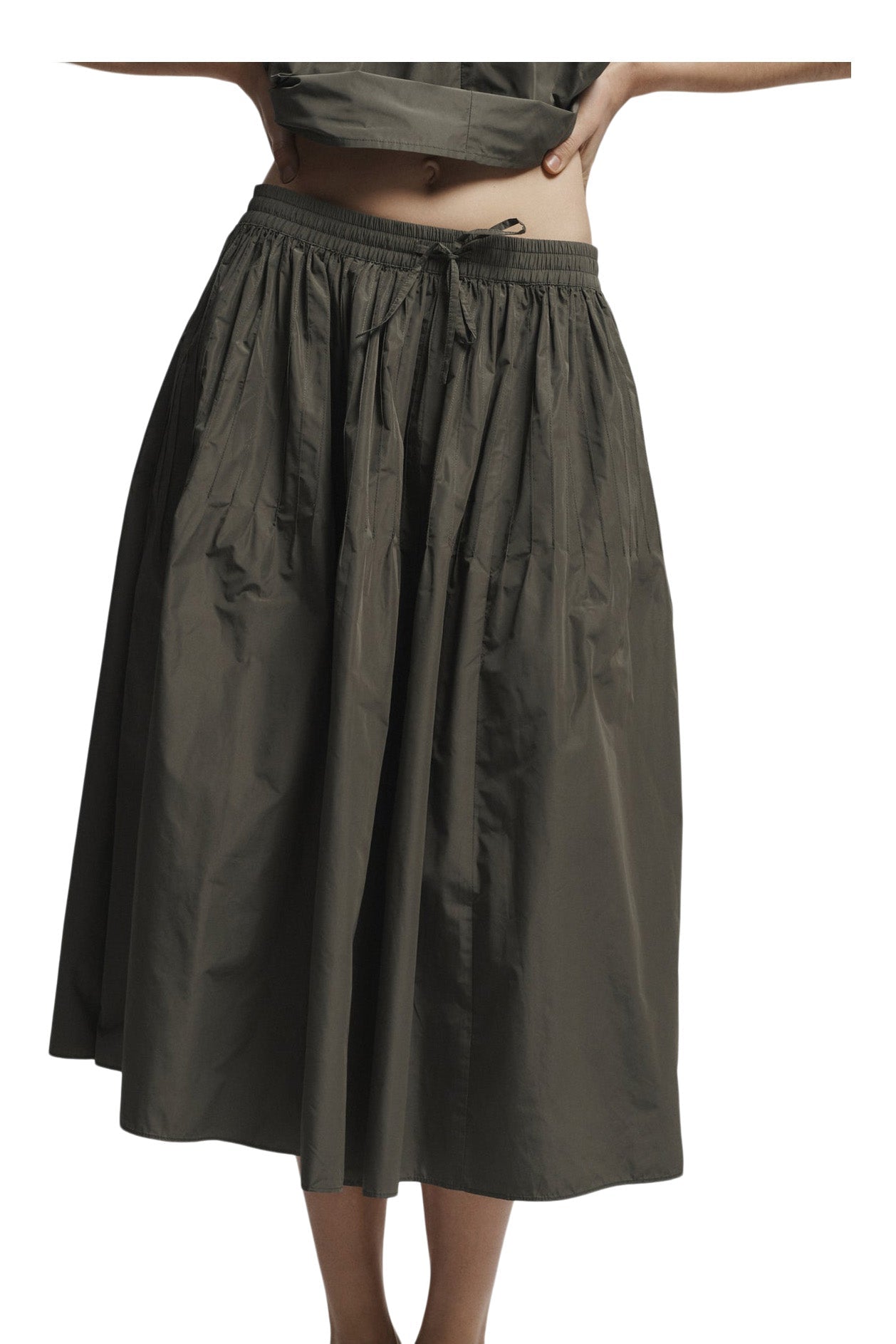 Saint Art Eva Midi Skirt in Olive Green