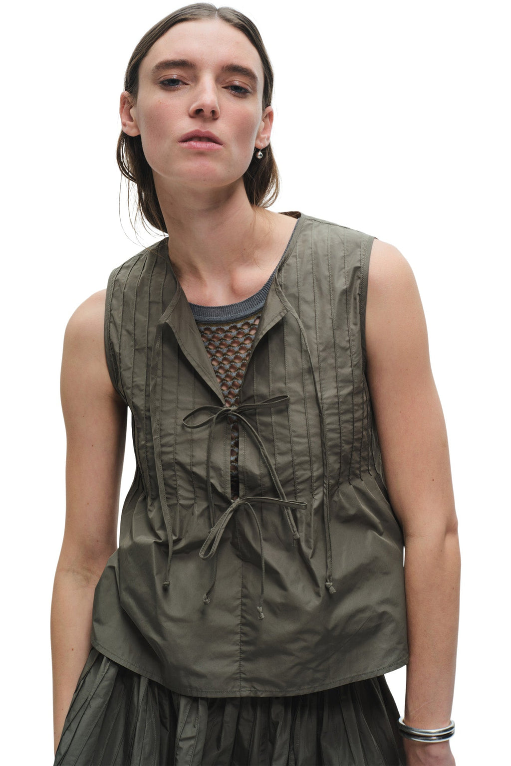 Saint Art Nina Front Tie Top in Olive
