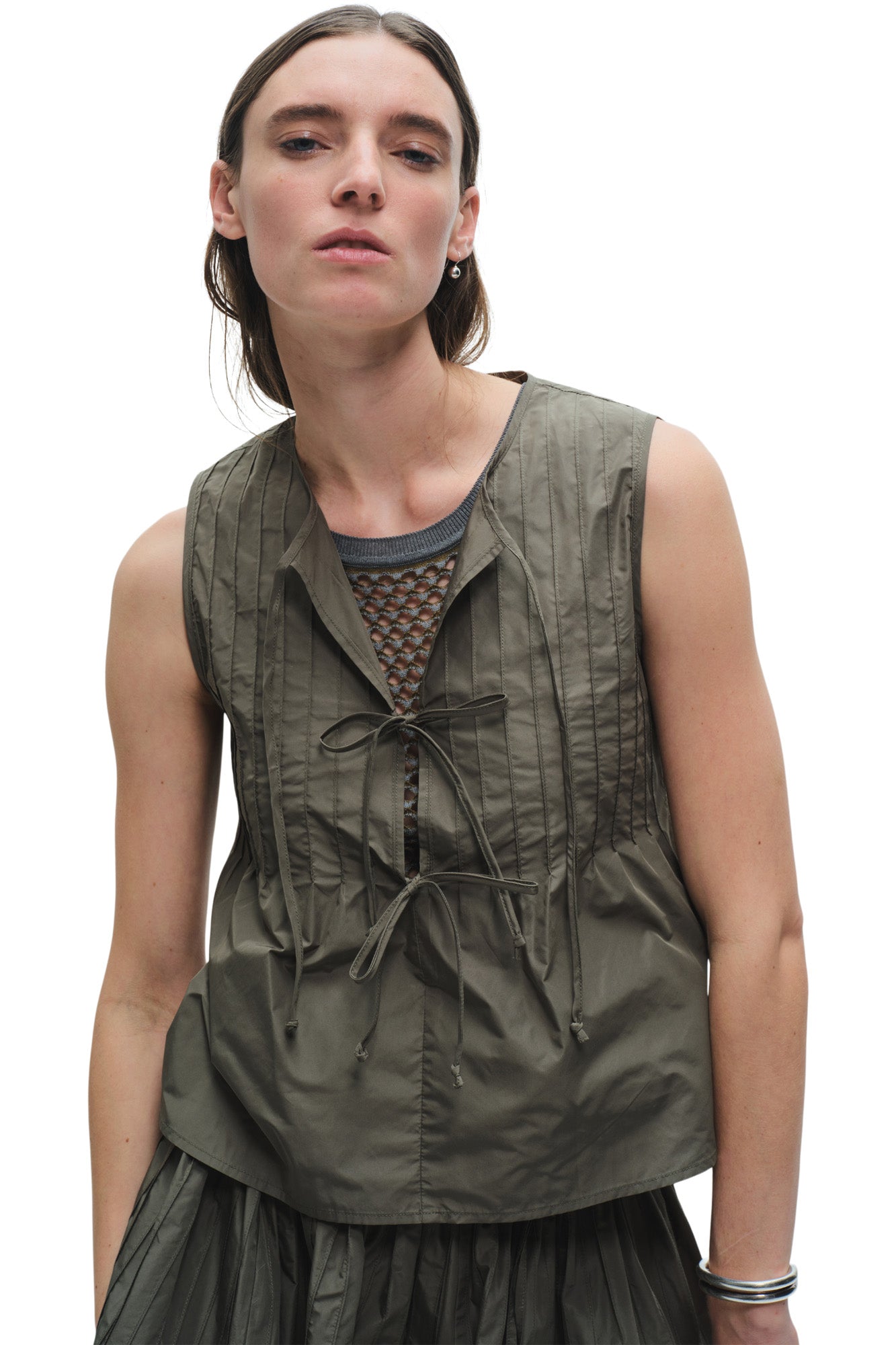 Saint Art Nina Front Tie Top in Olive