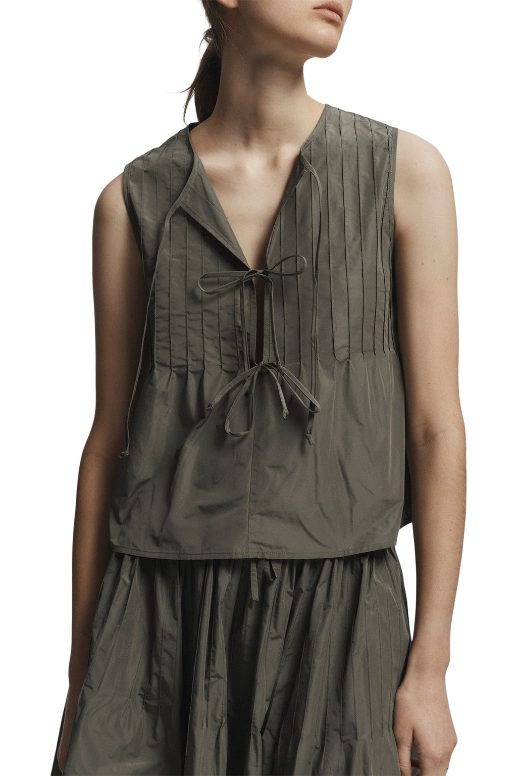 Saint Art Nina Front Tie Top in Olive