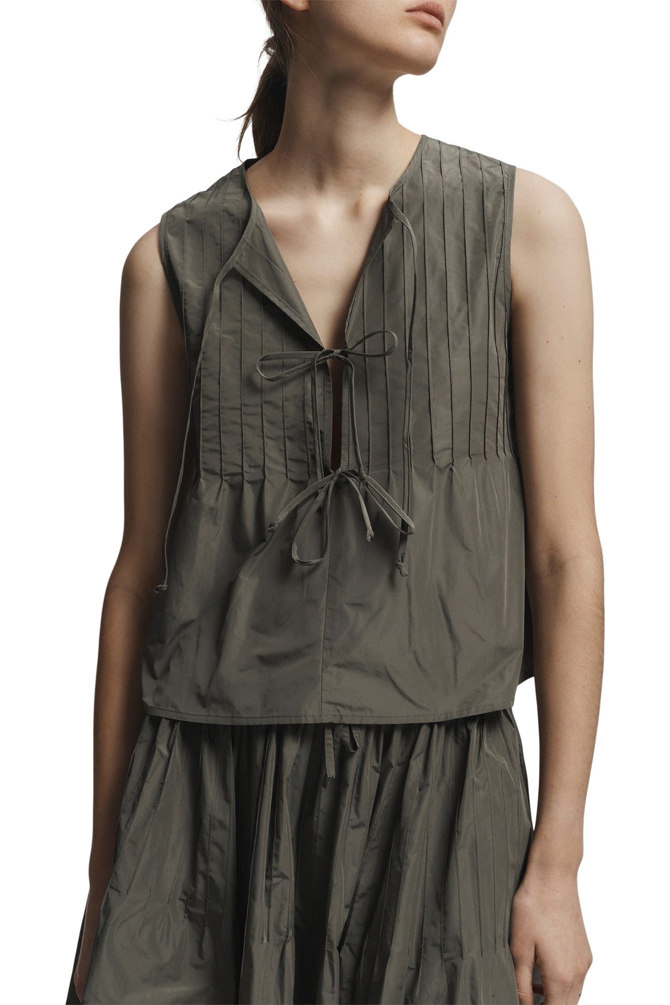 Saint Art Nina Front Tie Top in Olive