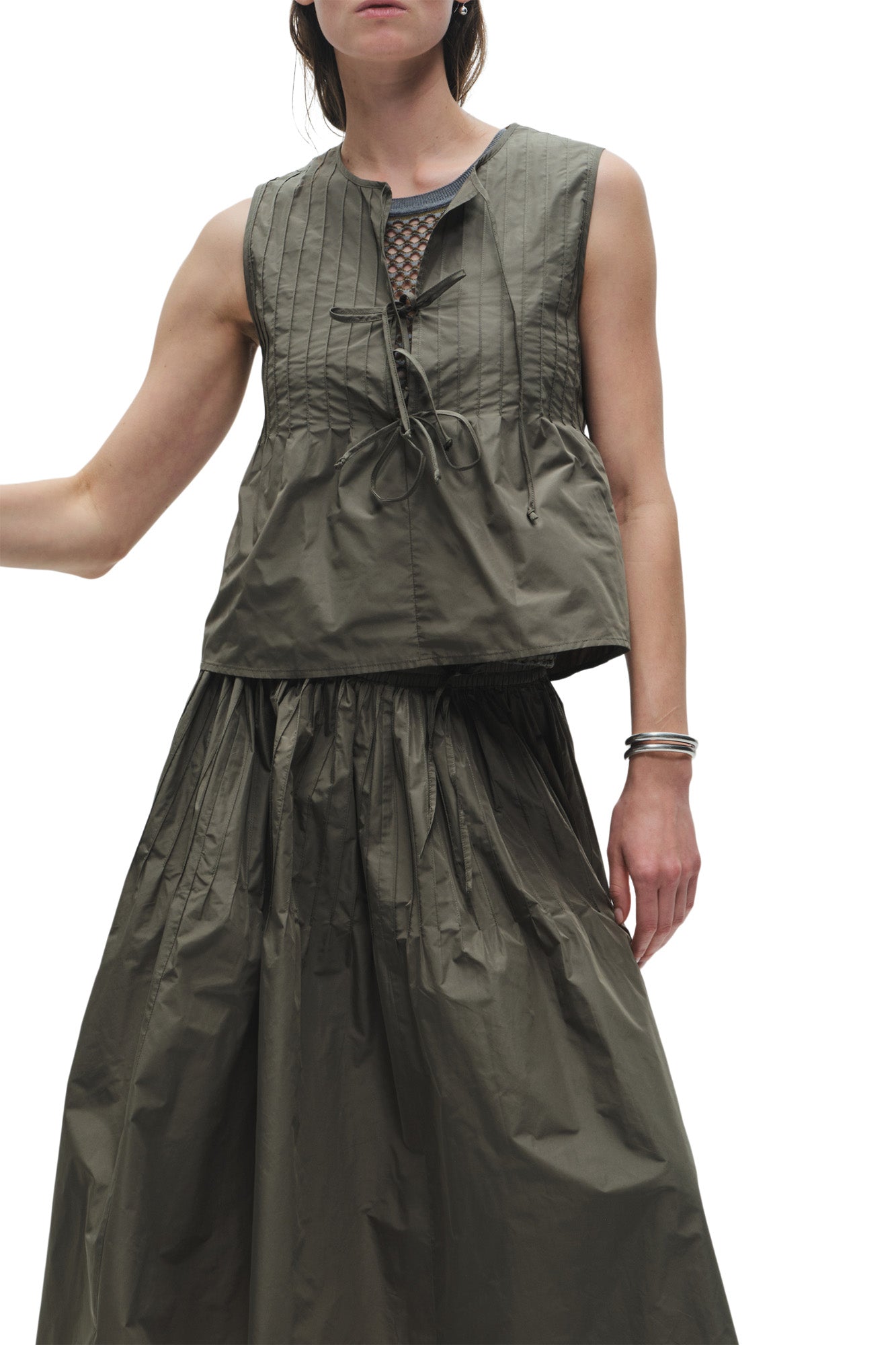 Saint Art Nina Front Tie Top in Olive