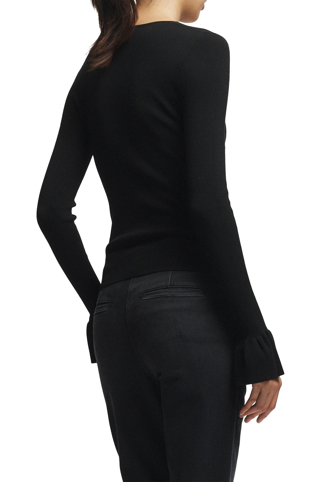Saint Art Watson Ruffle Knit Sweater in Black