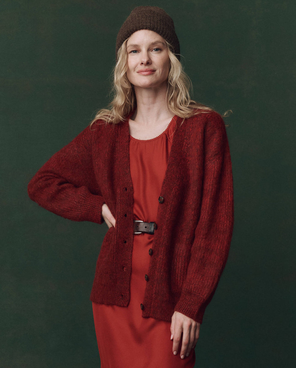 The Great Brushed Melange Cardigan in Cinder