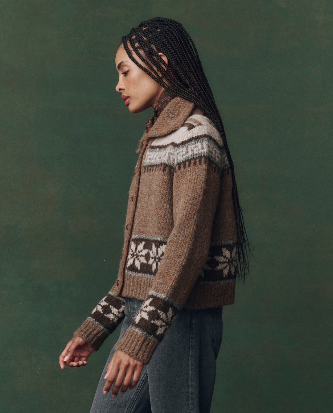 The Great Nordic Scholar Cardigan in Hickory Fair Isle